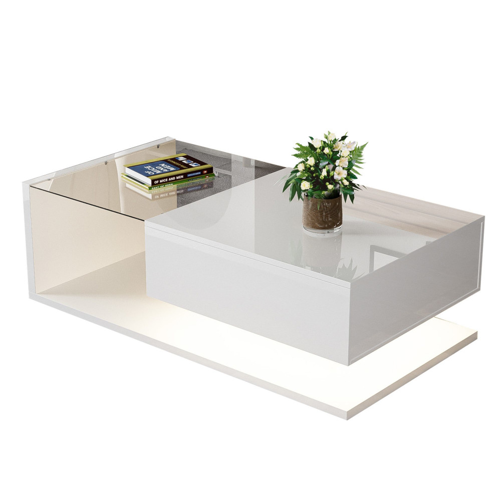 Coffee table with drawer and glass table top