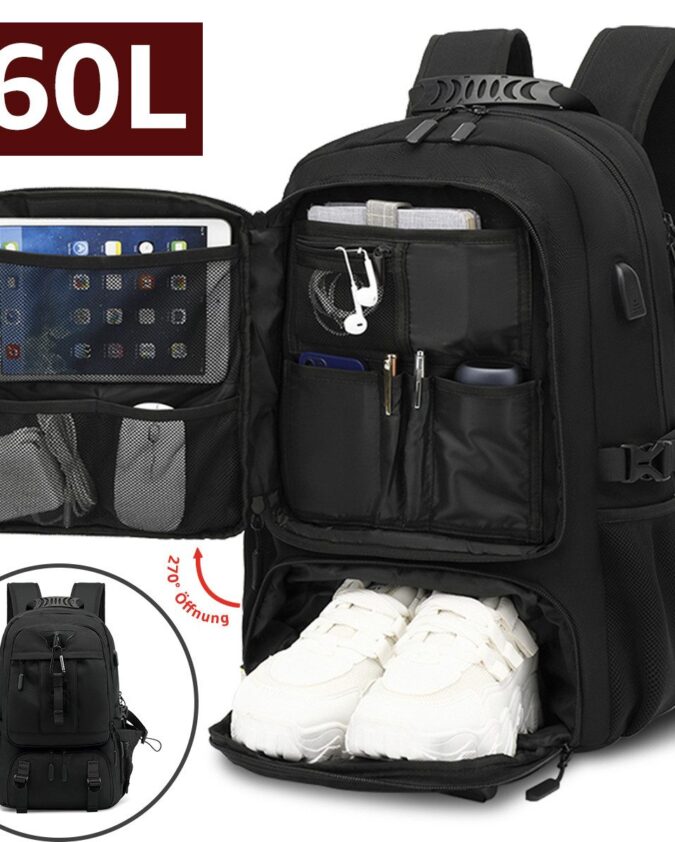 Travel Backpack Expandable Sports Backpack XL with shoe compartment School backpack