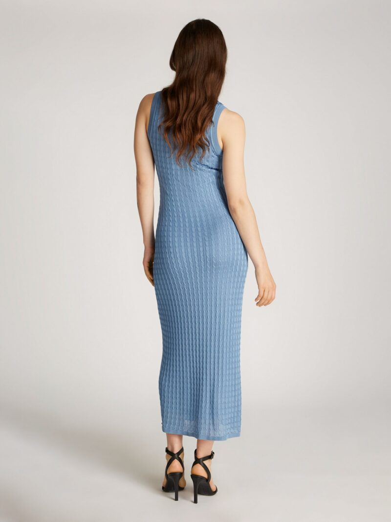 Knitted Dress RAYON CABLE LONG FLARED DRESS NS with cable pattern - Image 2