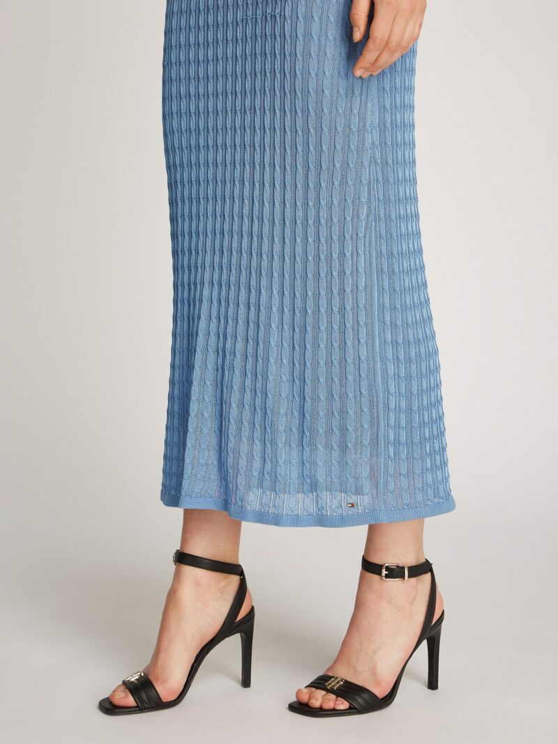 Knitted Dress RAYON CABLE LONG FLARED DRESS NS with cable pattern - Image 3
