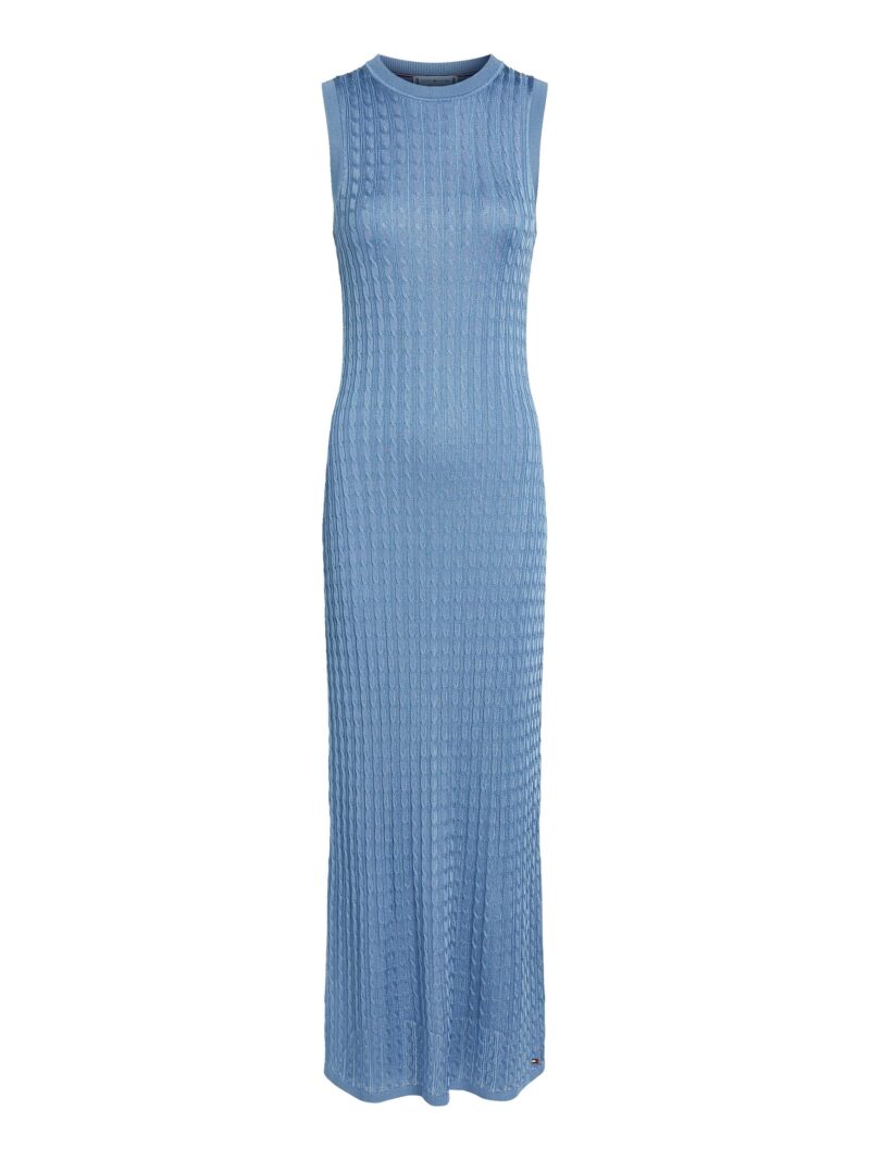 Knitted Dress RAYON CABLE LONG FLARED DRESS NS with cable pattern - Image 4