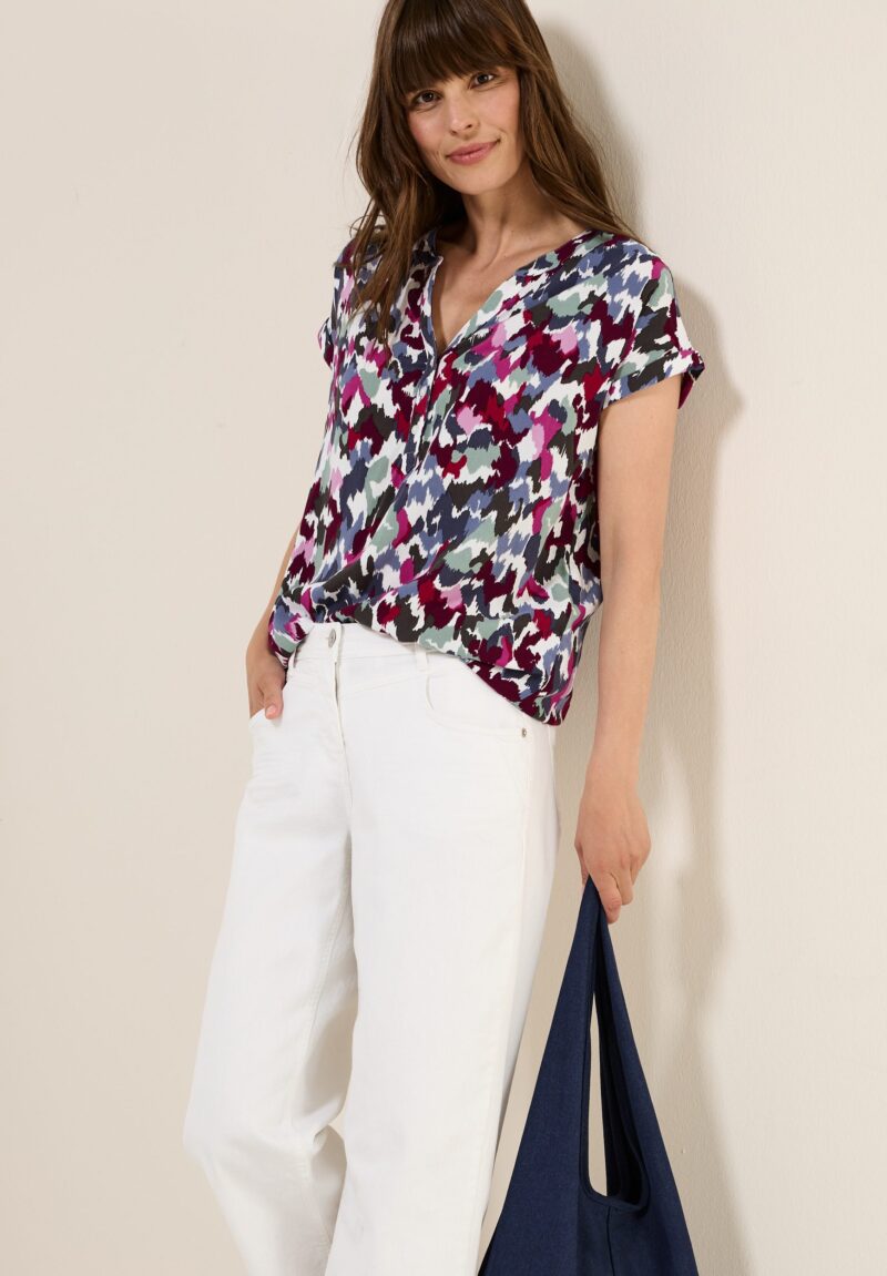 Short-Sleeved Blouse with all-over print