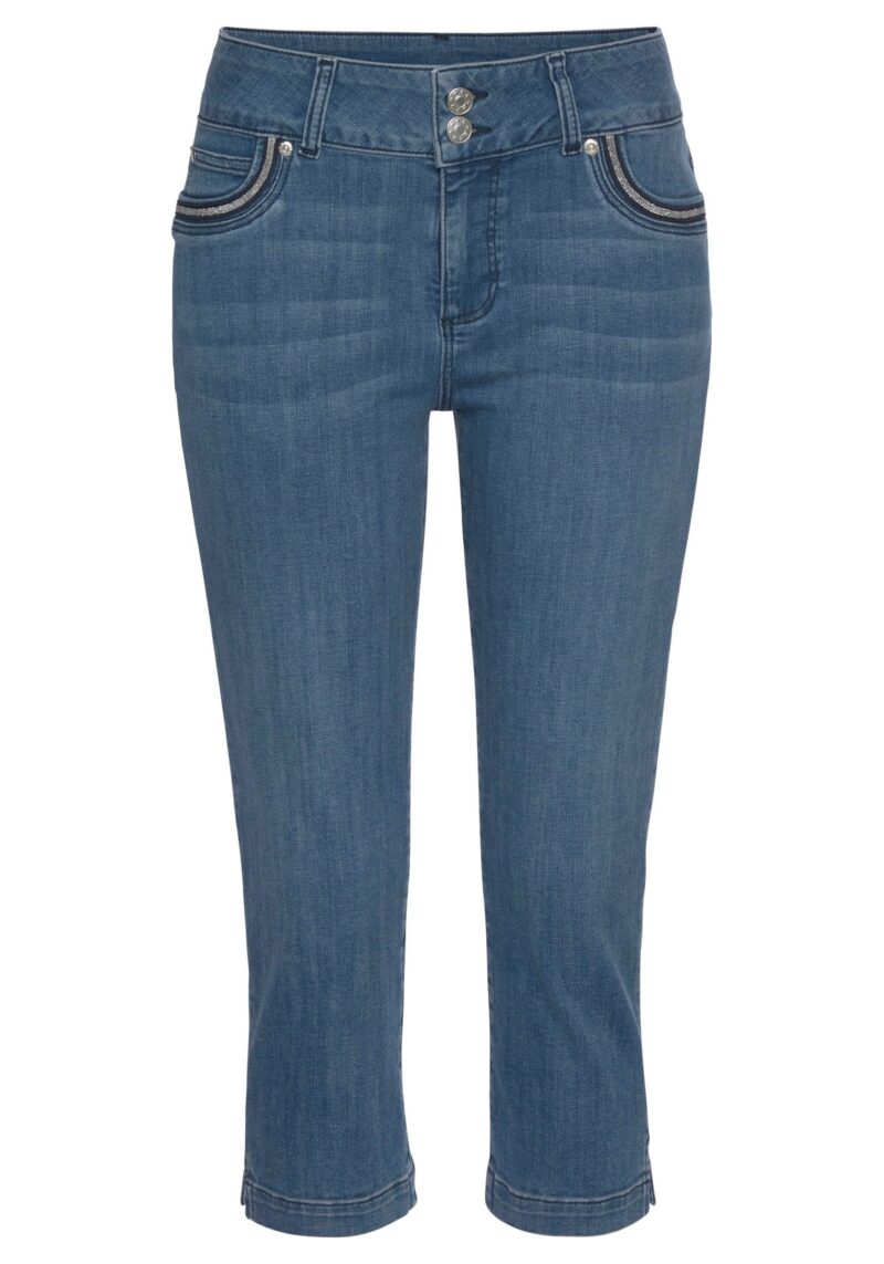 Capri Jeans with decorated pockets, elastic 7/8 jeans made of cotton - Image 2