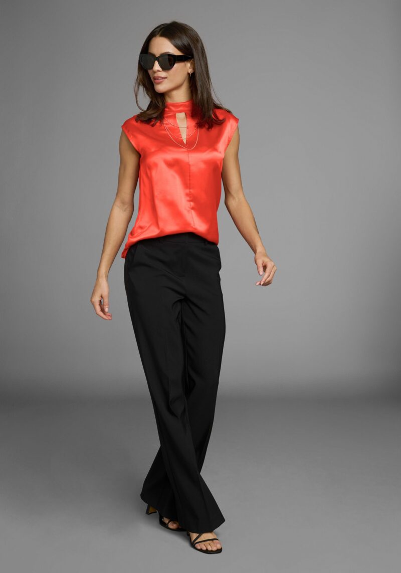 Blouse Top with stand-up collar and cutout - Image 4
