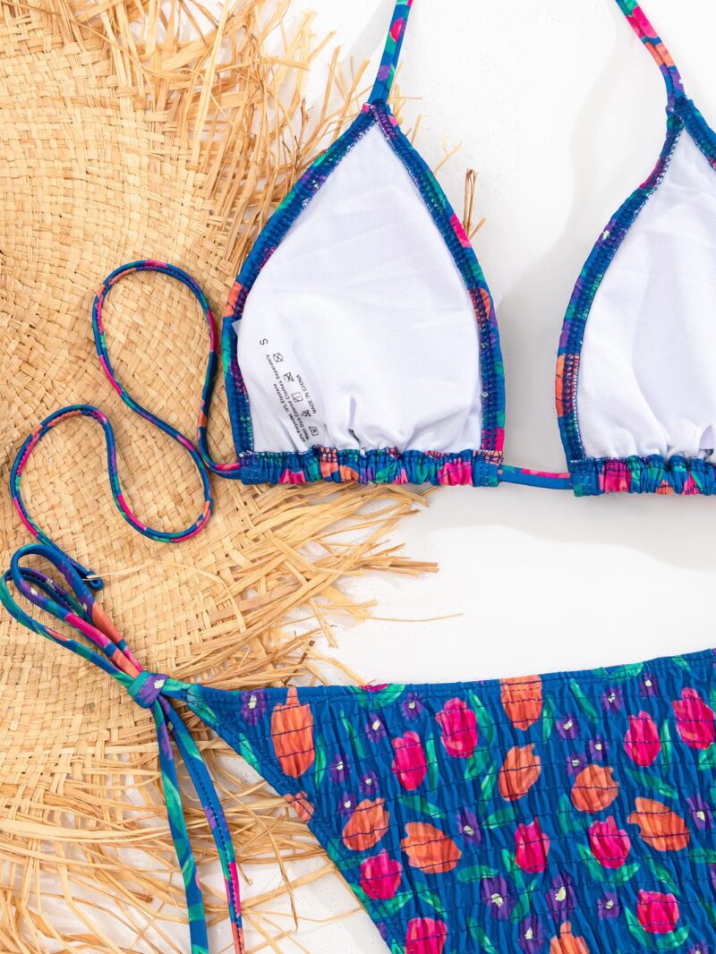 Bikini Bottoms with side bands in blue floral - Image 4