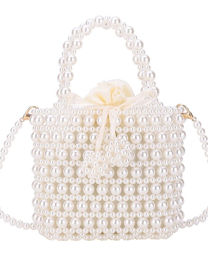 Clutch Women's Clutch Artificial Pearls Handbag with Chain