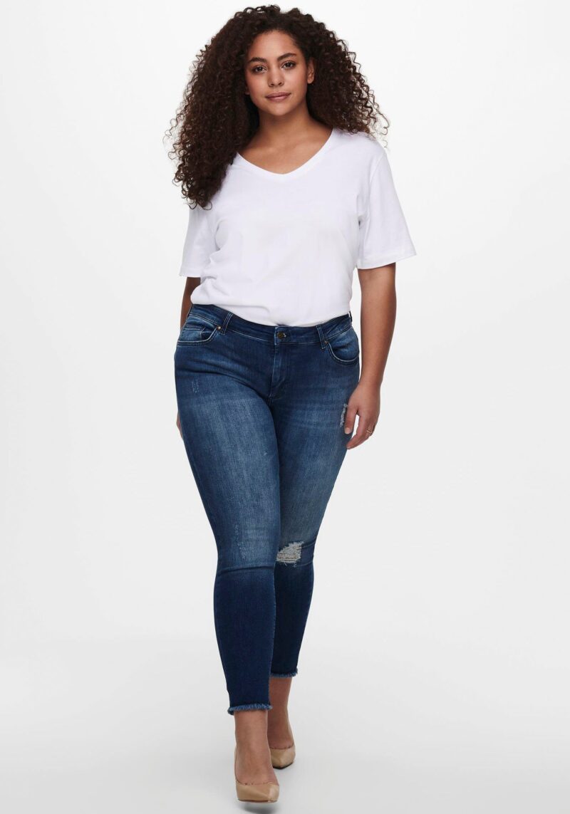 Skinny fit jeans CARWILLY REG SKINNY ANK JEANS with fringe hem