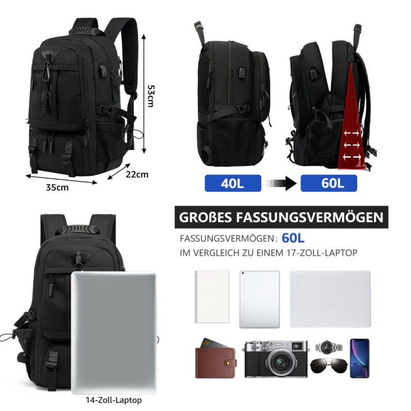 Travel Backpack Expandable Sports Backpack XL with shoe compartment School backpack - Image 2