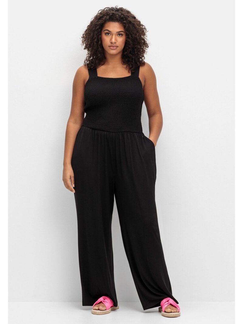 Jumpsuit Plus Sizes with smocked top and wide leg