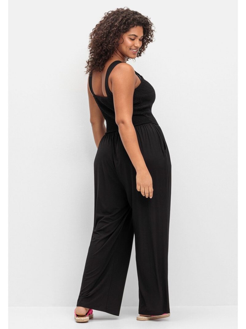 Jumpsuit Plus Sizes with smocked top and wide leg - Image 2