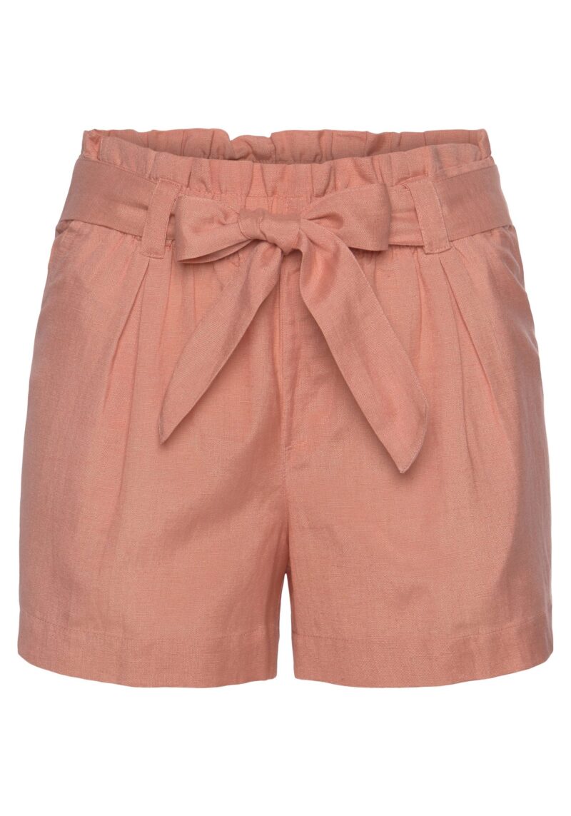 Shorts (with tie belt) in paperbag style made of linen mix, shorts, linen trousers - Image 3