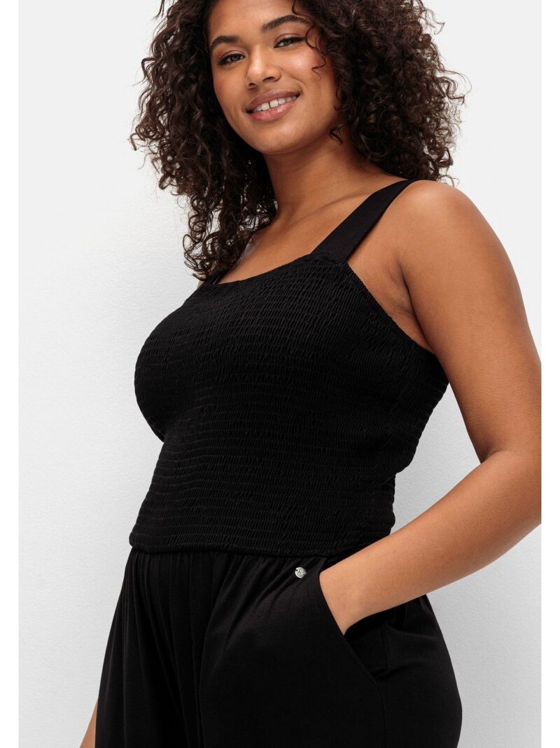 Jumpsuit Plus Sizes with smocked top and wide leg - Image 3