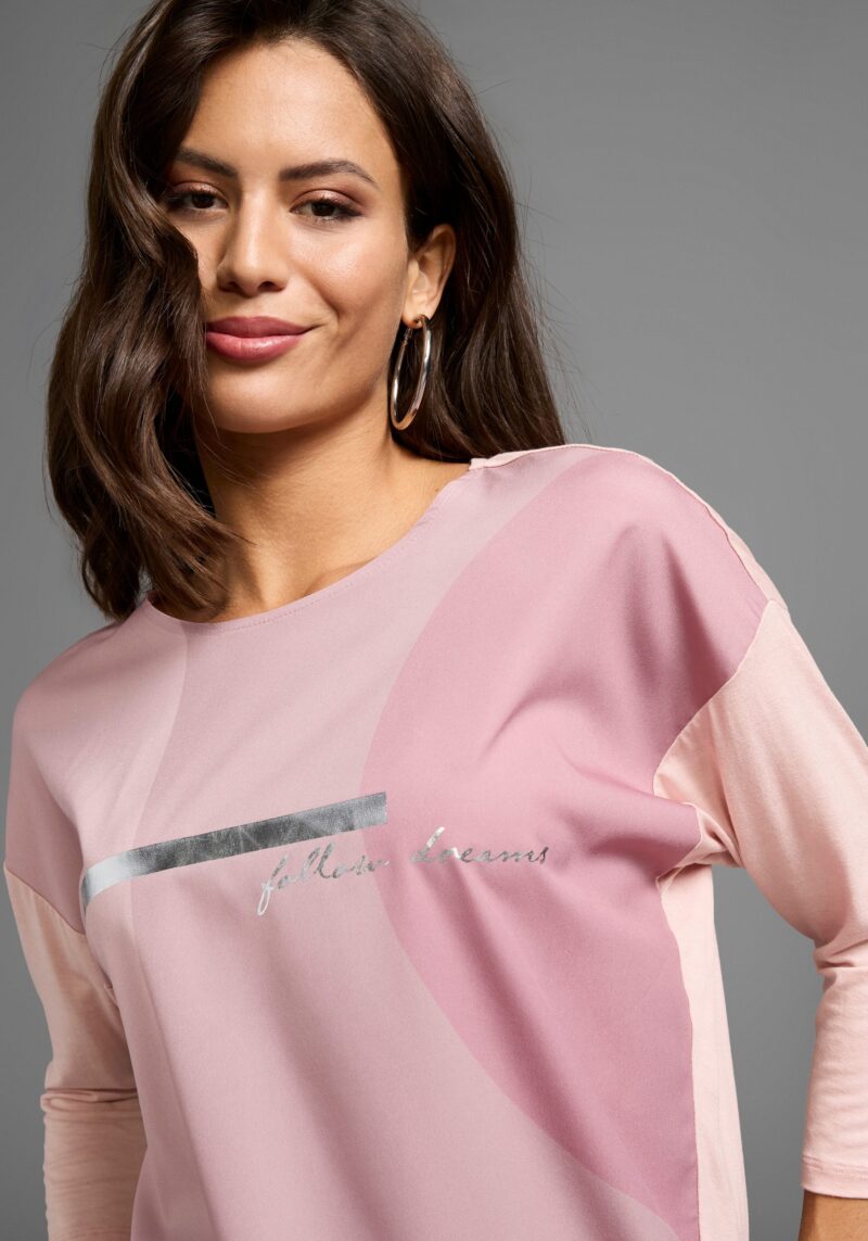 Shirt Blouse in material mix with foil print - Image 3