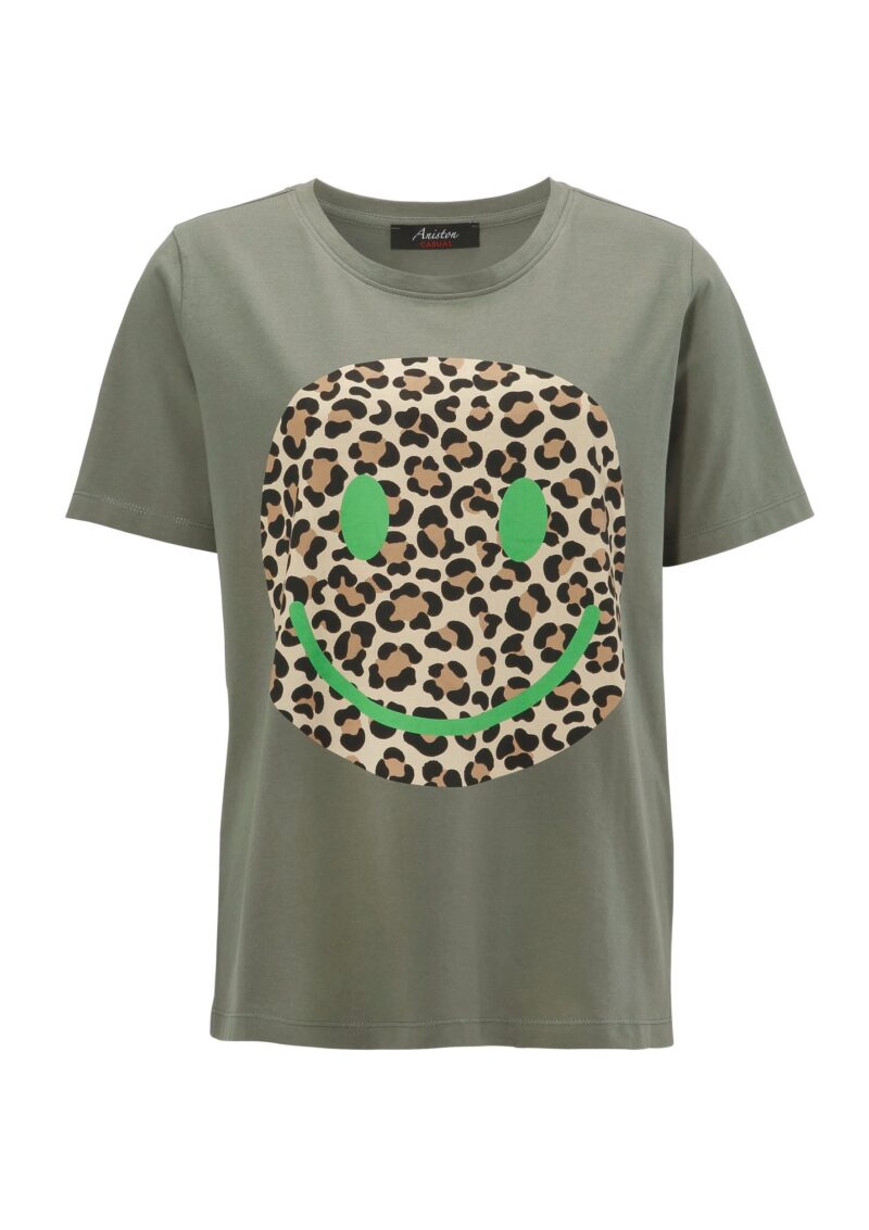 T-shirt with smiley front print in animal look - Image 5