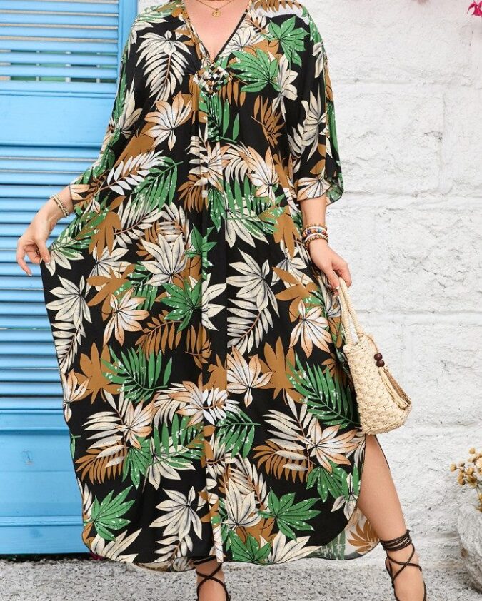 Summer dress beach dress viscose dress women LO-KLDE-L11 large size