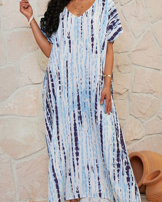 Beach dress XXL viscose dress women LO-KLDE-L09 large size