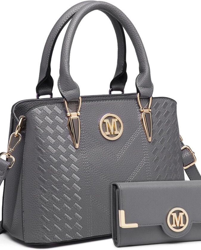 Handbag Handbag Women Medium Gray Wallet Set PU Leather
