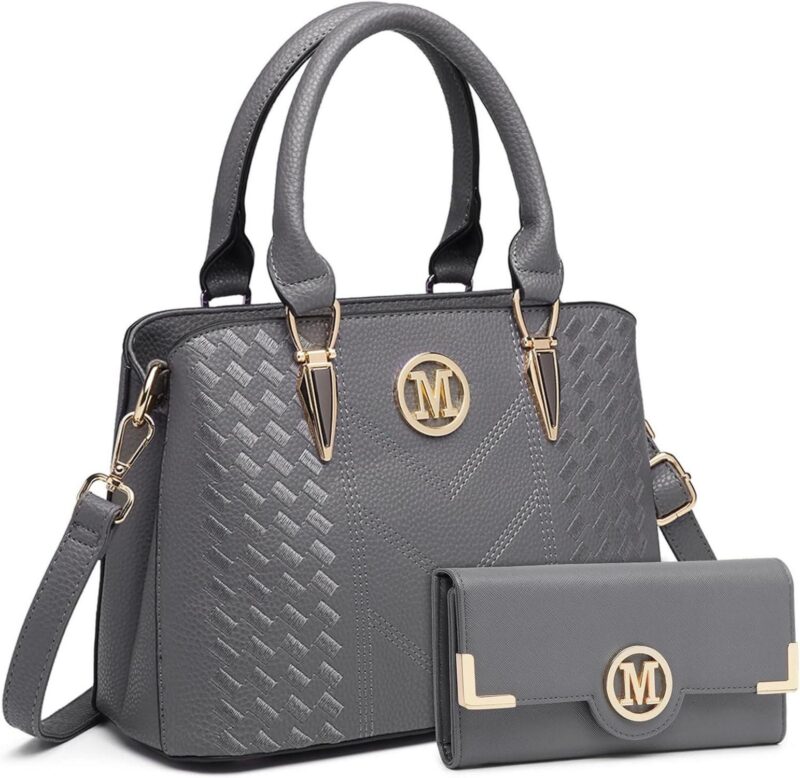 Handbag Handbag Women Medium Gray Wallet Set PU Leather