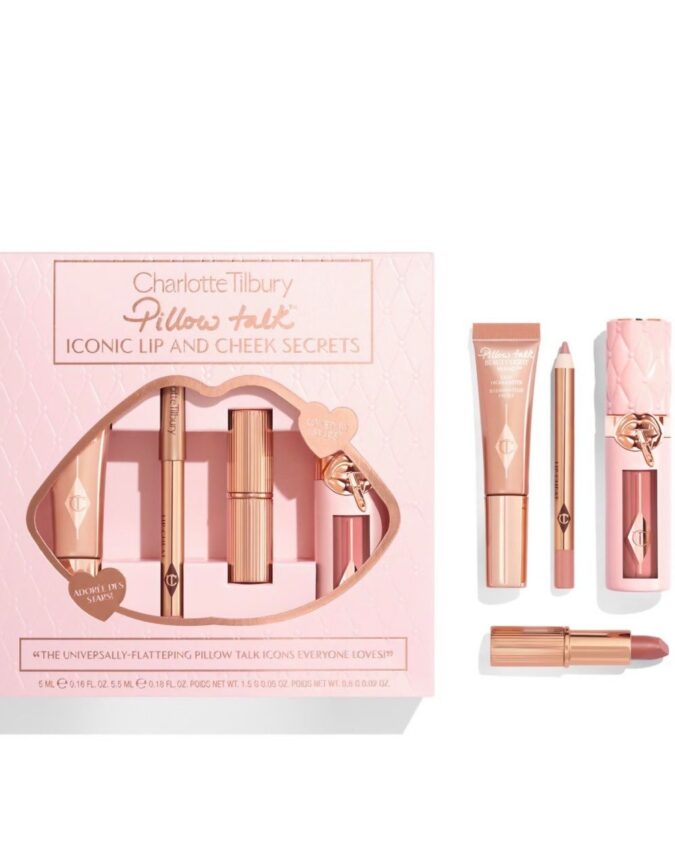 Charlotte Tilbury Pillow Talk Iconic Lip and Cheek Secrets make-up set 4-piece, 4-piece, accentuating highlight