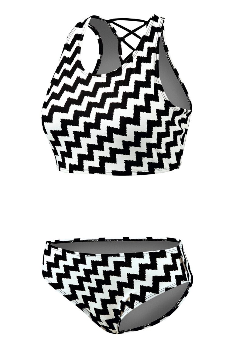 Triangle Bikini Top Black & White - Image 2
