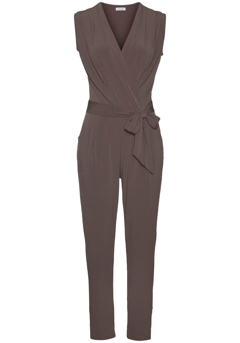 LASCANA Overall- (with tie belt) made of crease-free fabric, elegant jumpsuit in wrap look, non-iron - Image 2