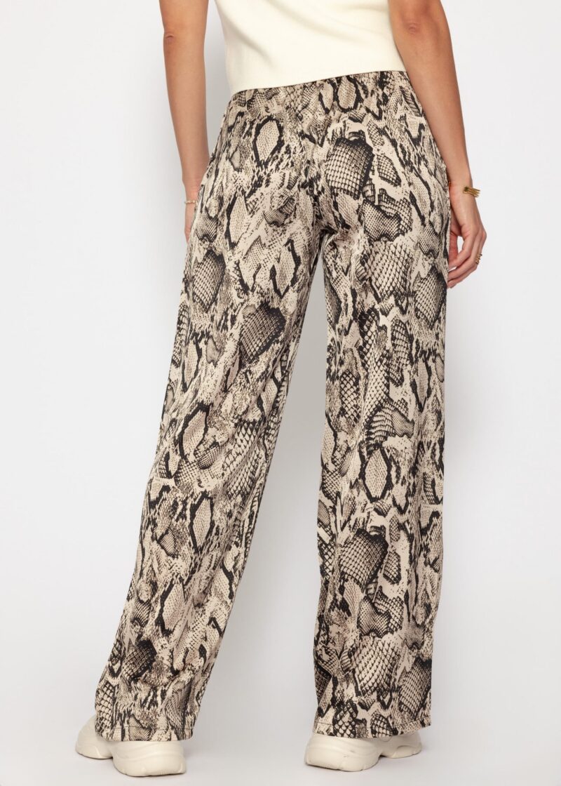 High-waist satin trousers for women with reptile print - Image 4