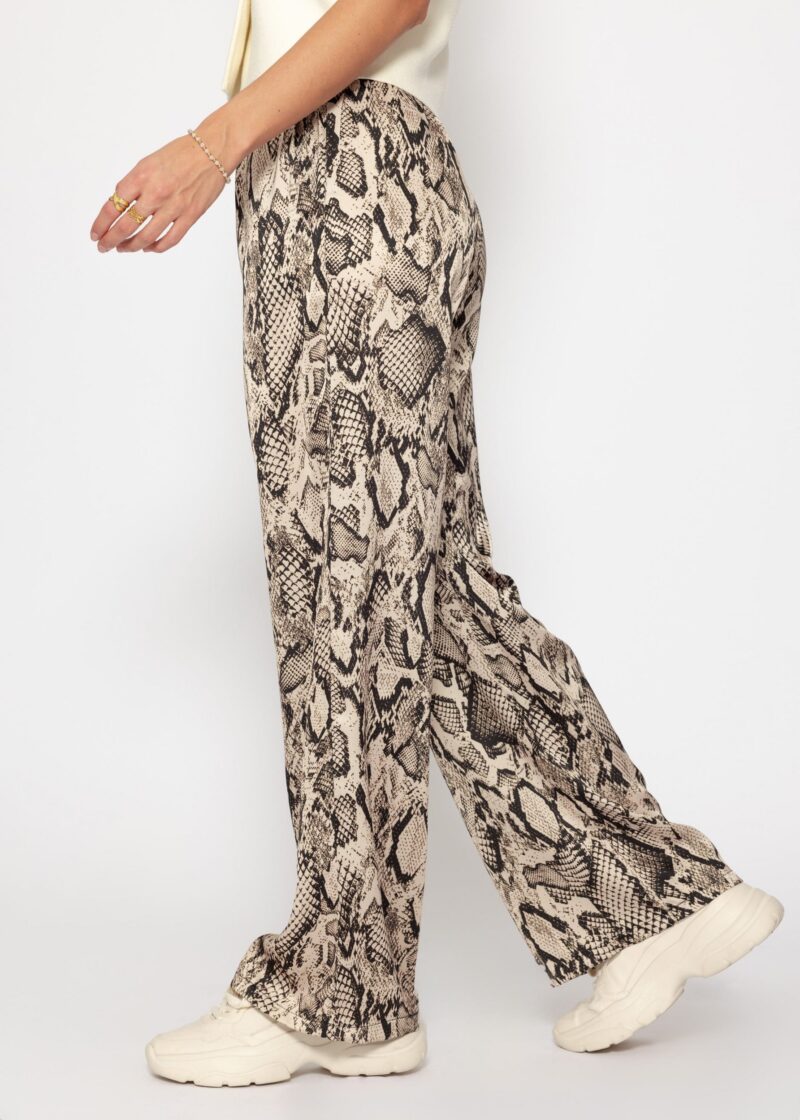 High-waist satin trousers for women with reptile print - Image 5