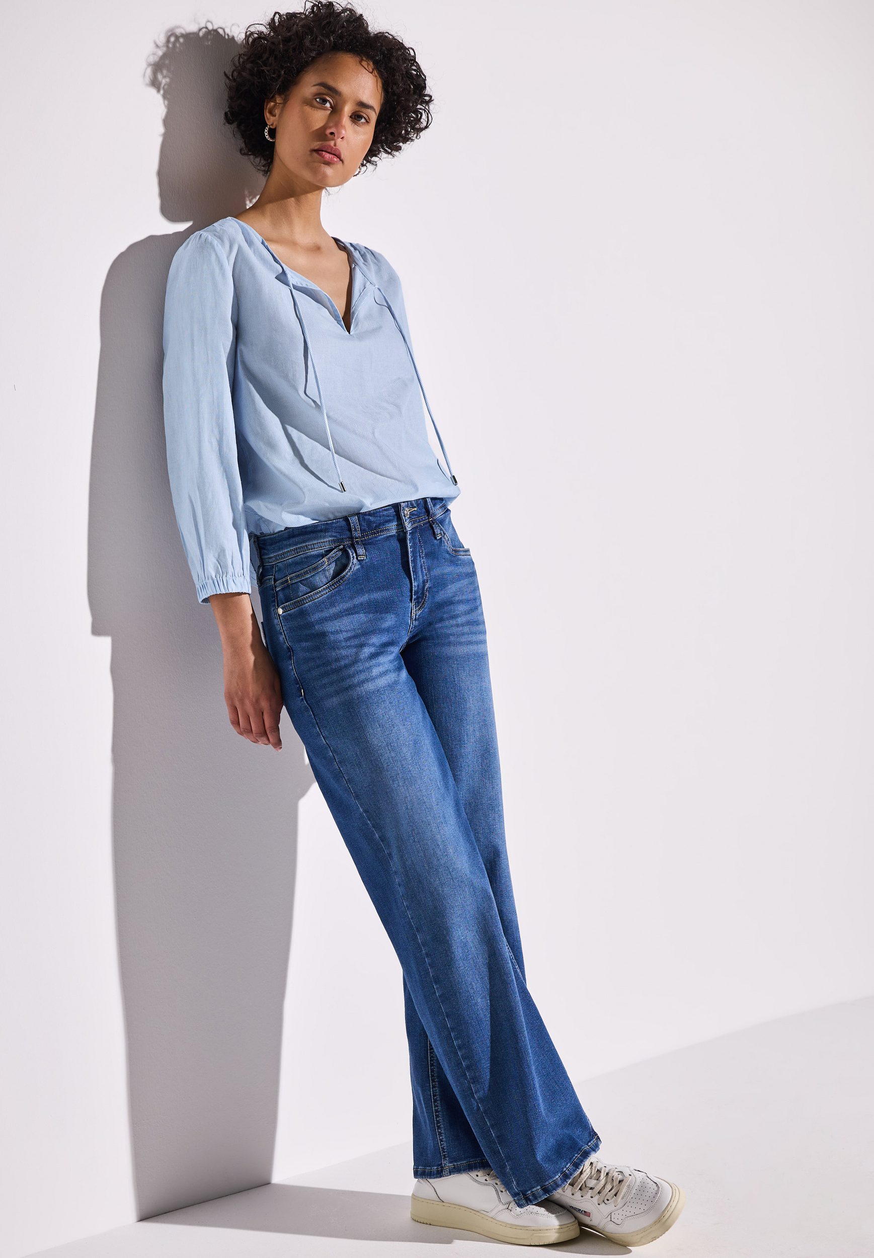 Shirt Blouse with slit neckline with cords - Image 5