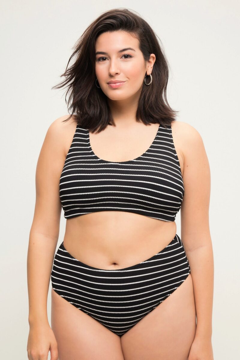 Bustier bikini bikini top soft cups striped stretch structure