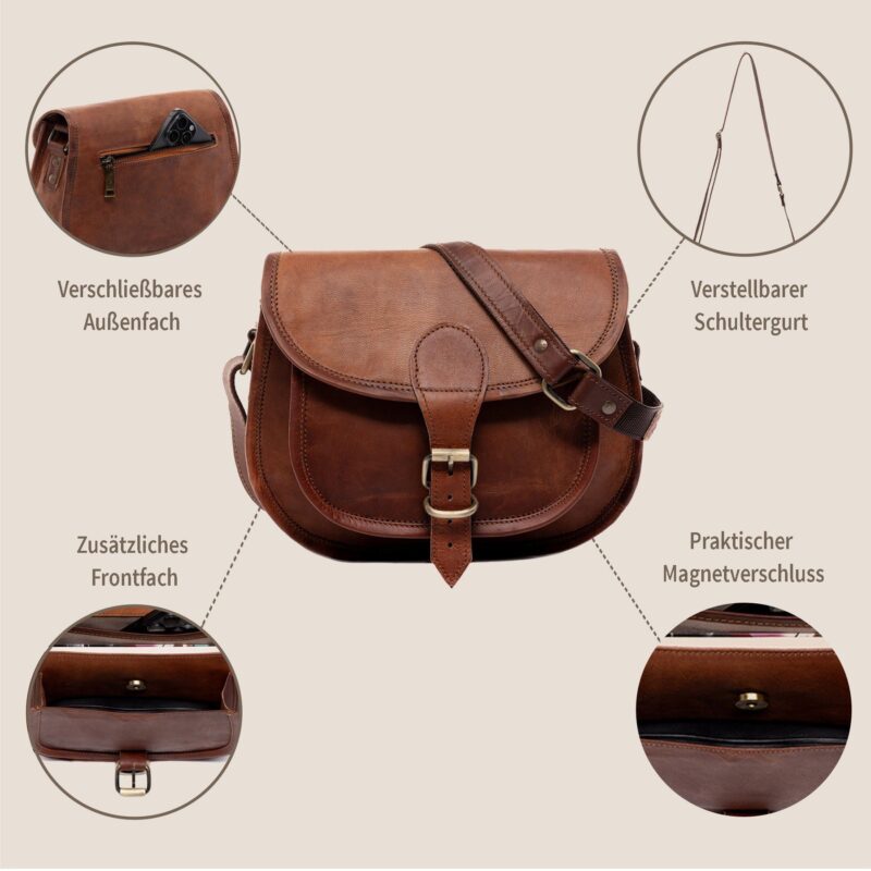 Shoulder Bag Real Leather Shoulder Bag Large Brown - Image 5