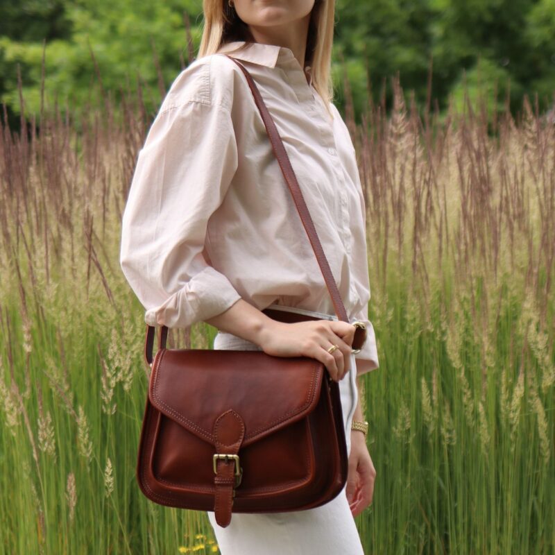 Shoulder Bag Real Leather Shoulder Bag Large Brown - Image 11