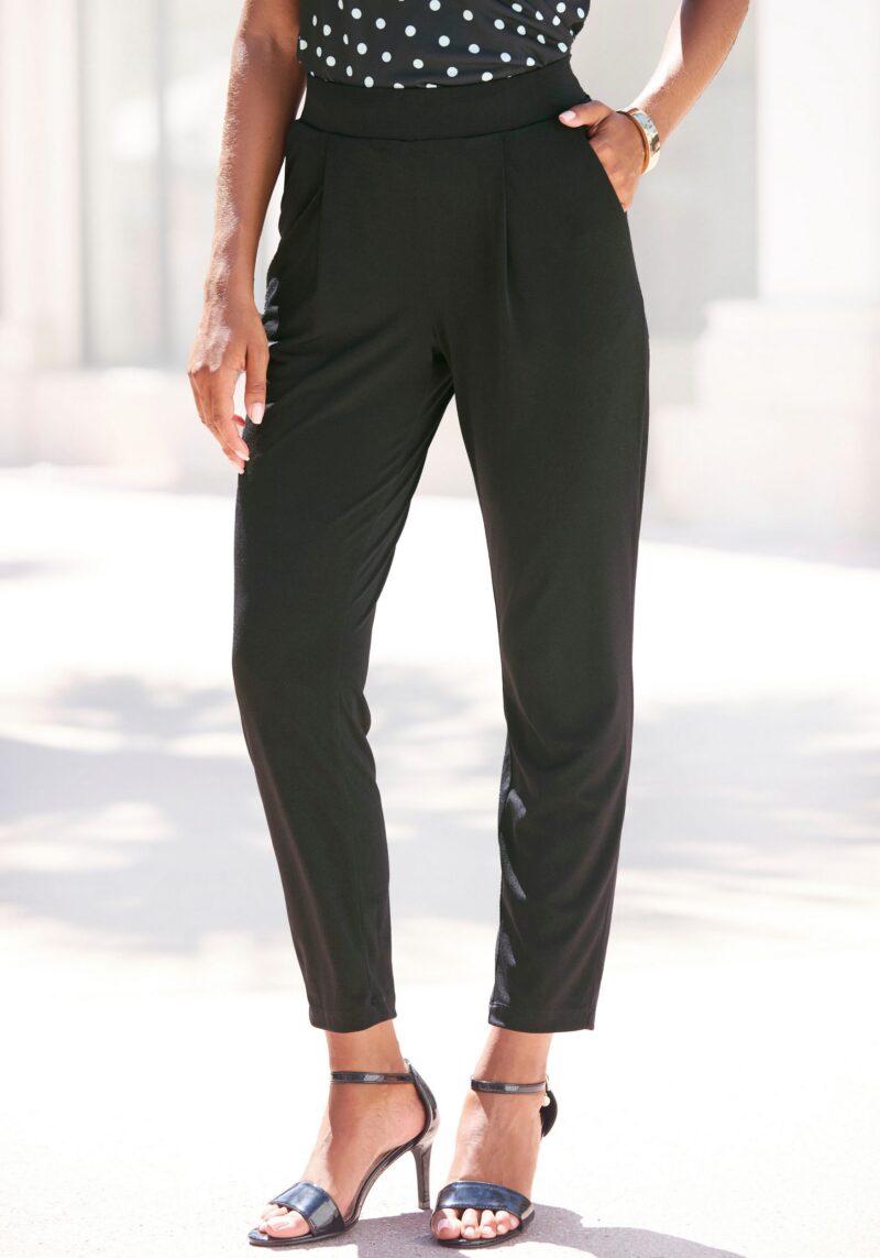 Pull-on trousers with practical pockets, elegant business look, 7/8 length