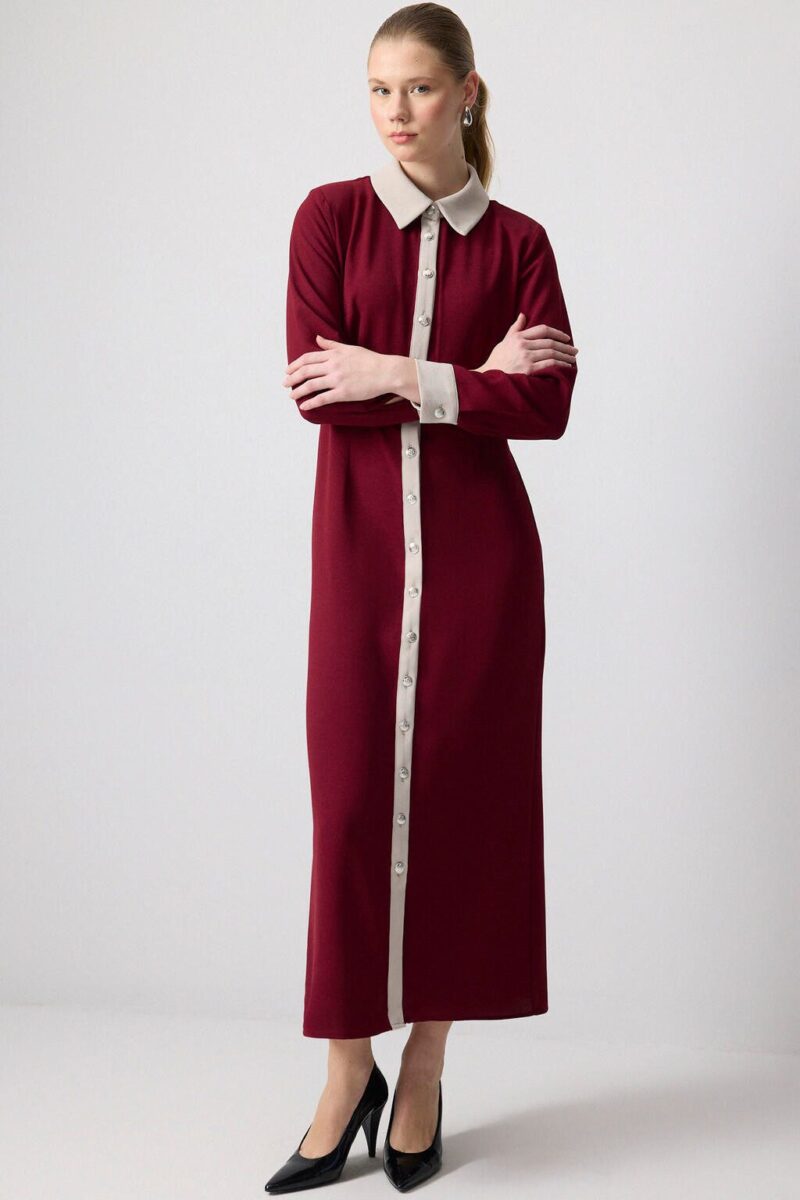 Maxi dress CREPE DRESS WITH BUTTON DETAILS