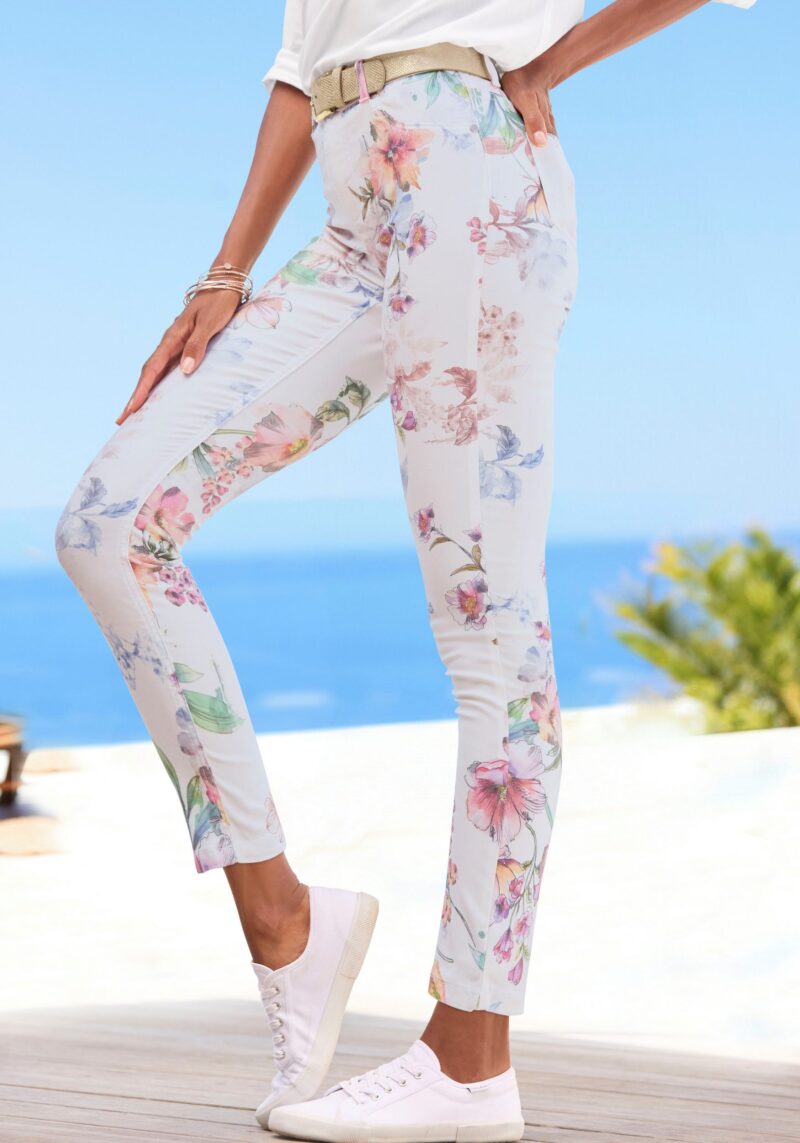7/8 Jeggings with floral print, skinny jeans made of stretch cotton mix - Image 7