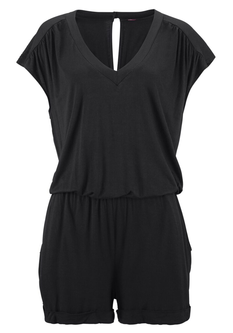 Short overalls V-neck, elastic jumpsuit with pockets - Image 5
