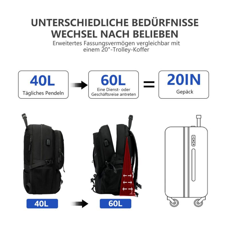 Travel Backpack Expandable Sports Backpack XL with shoe compartment School backpack - Image 6