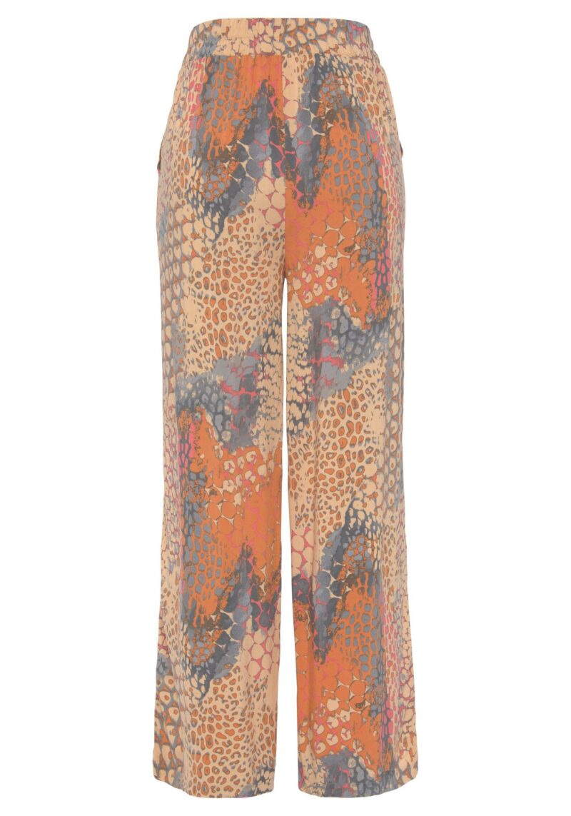 Palazzo Pants (with tie belt) with animal print and elastic waistband, pull-on trousers, fabric trousers - Image 4