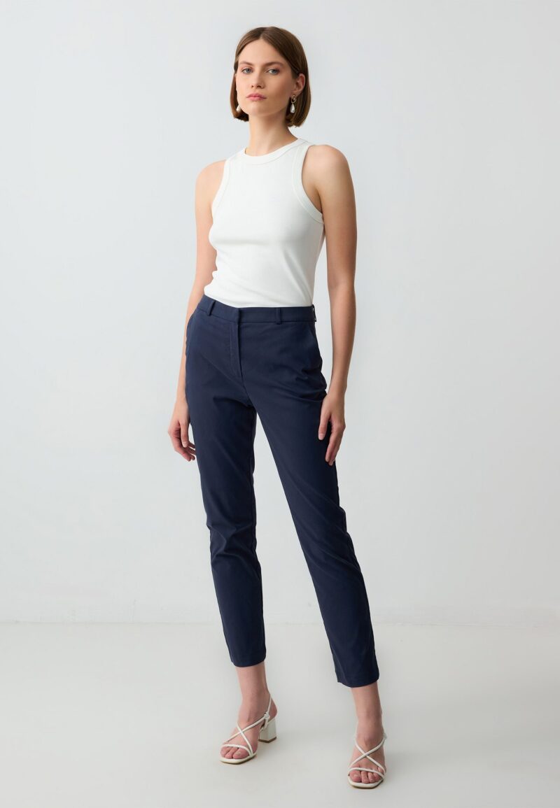 Chinohose Woven Navy Blue Trousers