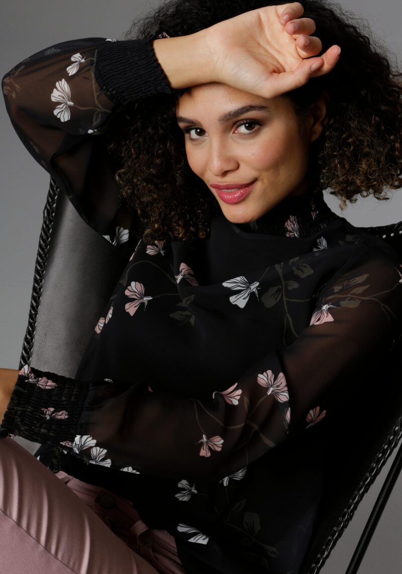 Slip-on Blouse with smok inserts