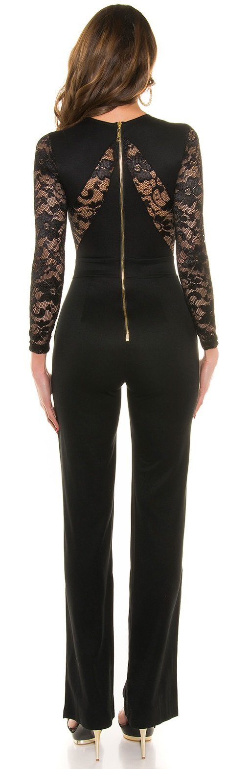 Overall long-sleeved jumpsuit with lace, evening wear business office pantsuit - Image 2