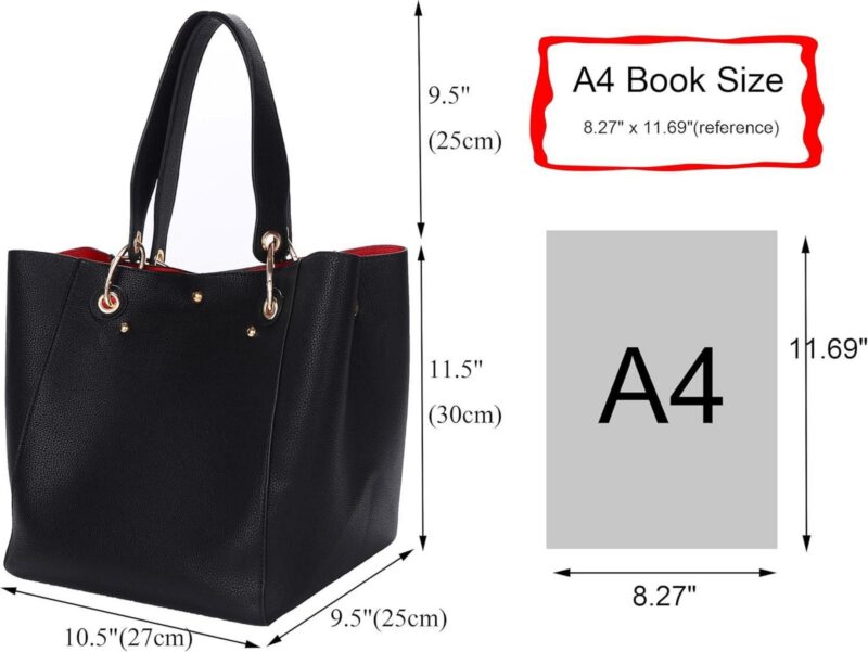 Handbag Women's Handbag leather large shopper shoulder bag black - Image 2