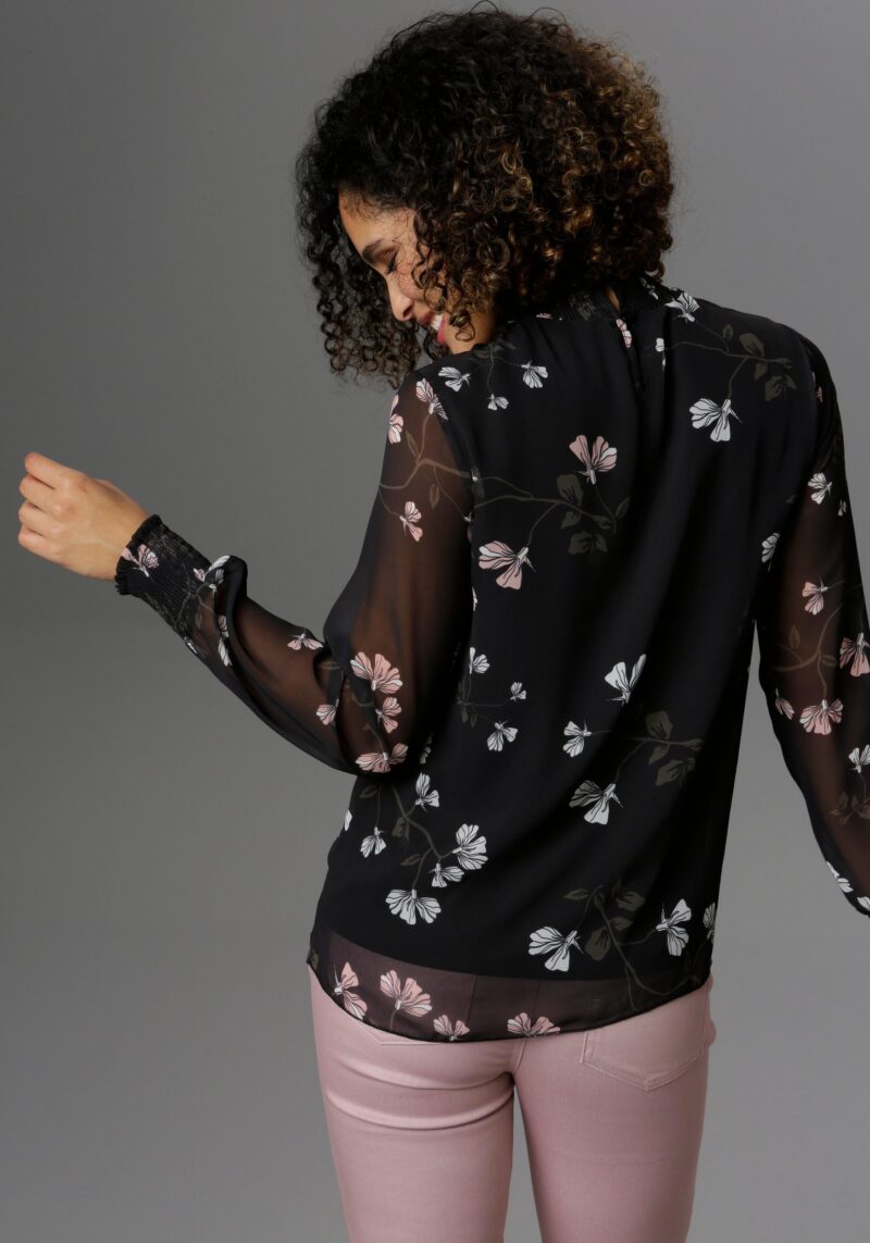 Slip-on Blouse with smok inserts - Image 2
