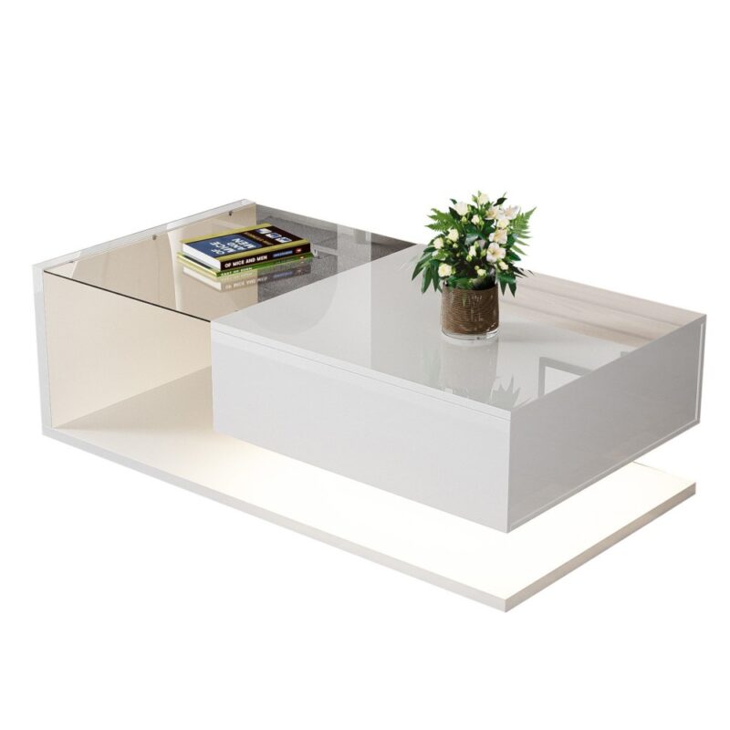 Coffee table with drawer and glass table top