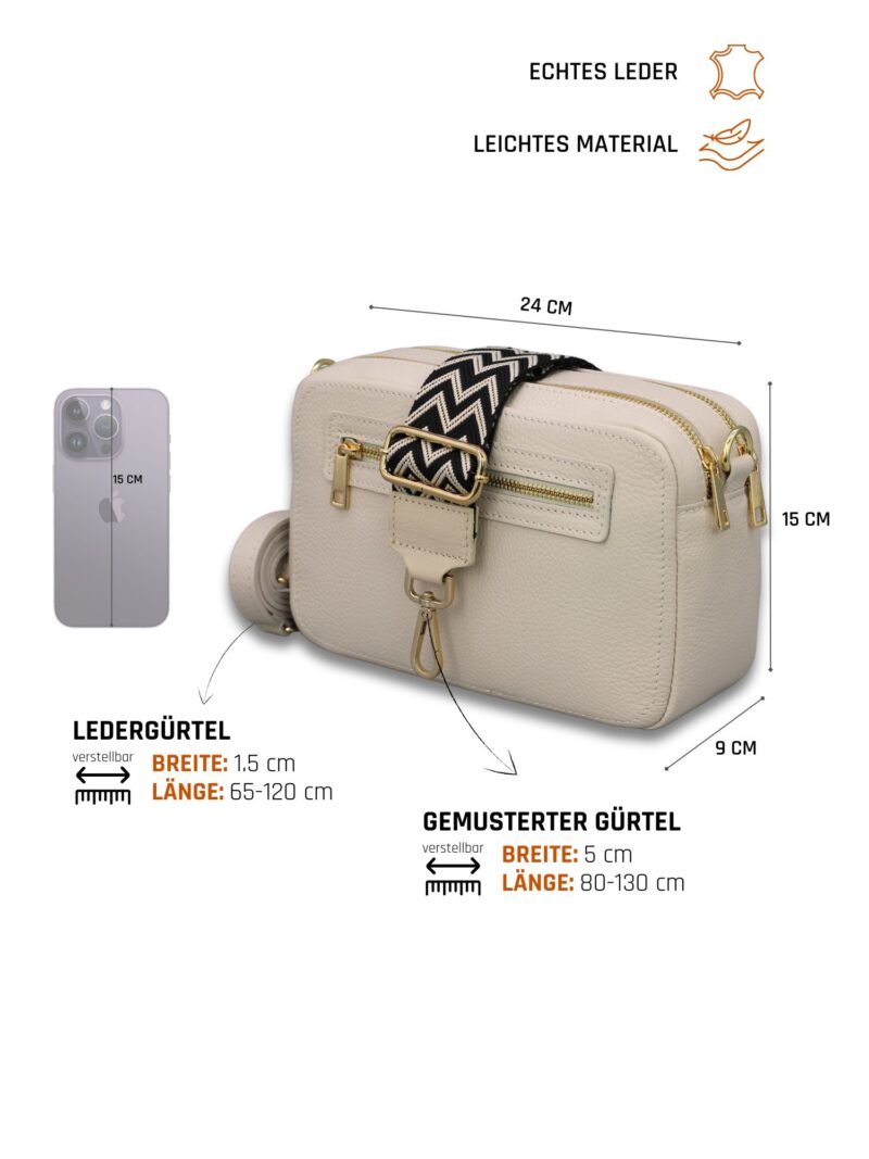 GALA Shoulder Bag made of Genuine Leather, shoulder bag for women with 2 straps - Image 2