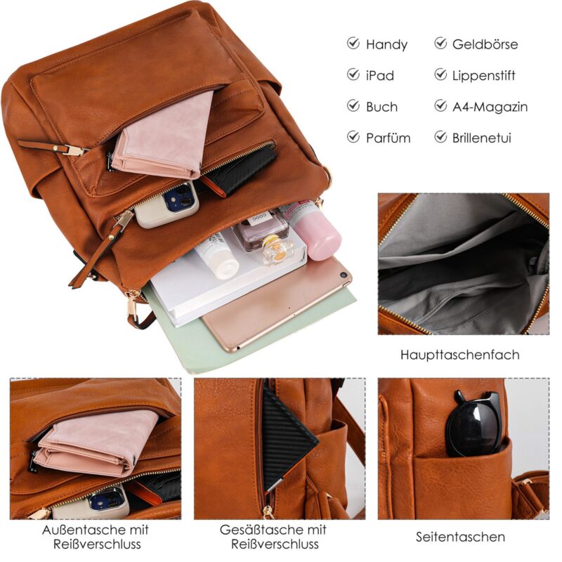 City Backpack Retro Backpack Women 3 in 1 handbag girls school bag waterproof for Commuting Travel Campus Sport School Bags Backpacks Durable - Image 5