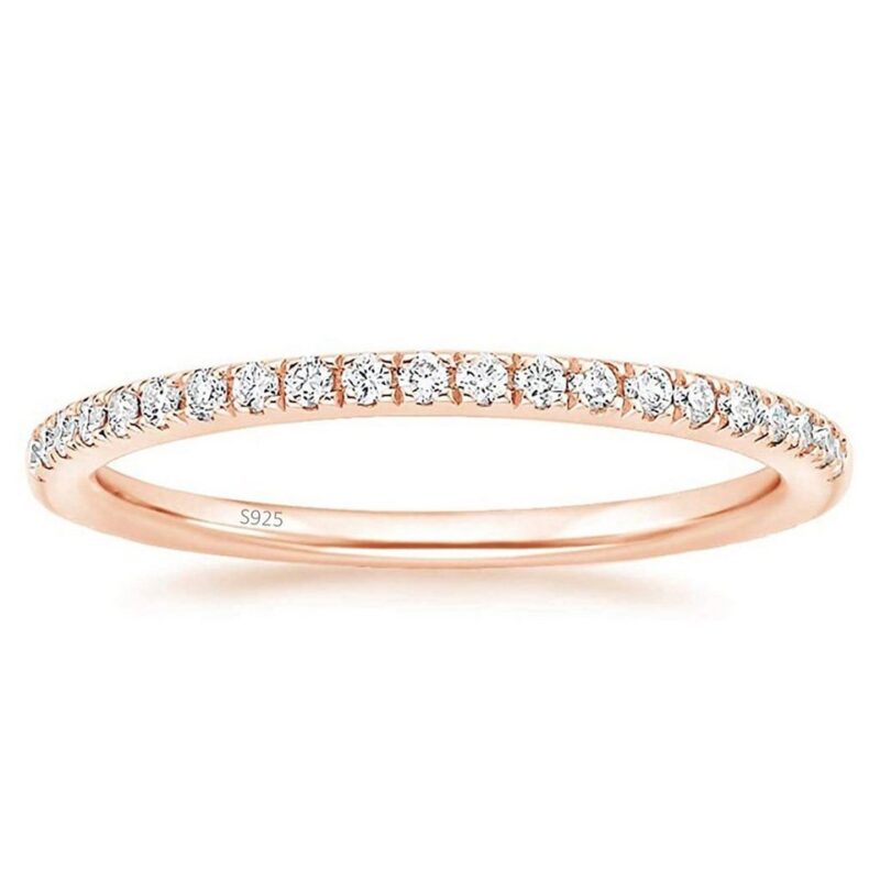 Silver ring Eternity Ring 925 Sterling silver with zirconia stones Narrow ladies ring