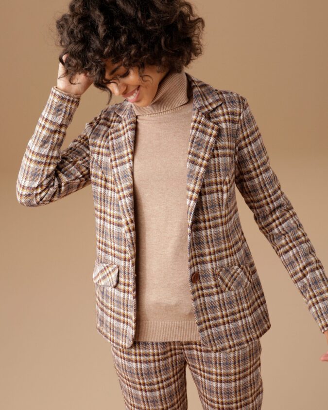Sweat Blazer in trendy checked design