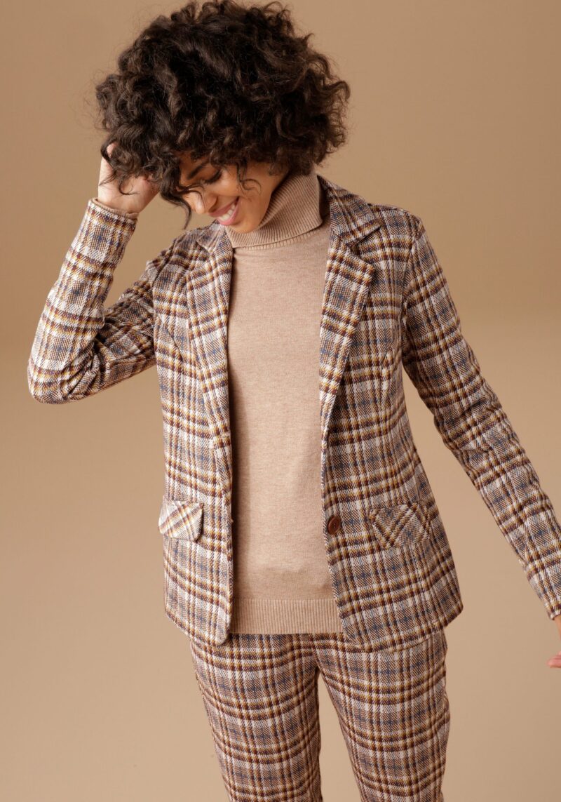 Sweat Blazer in trendy checked design