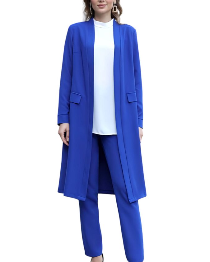 Trouser suit two-piece women's suit long-sleeved long blazer with trousers modest fashion